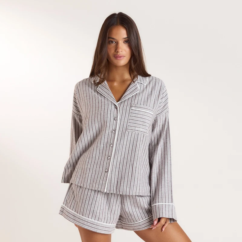Stripe Pyjamasskjorta - Choklad