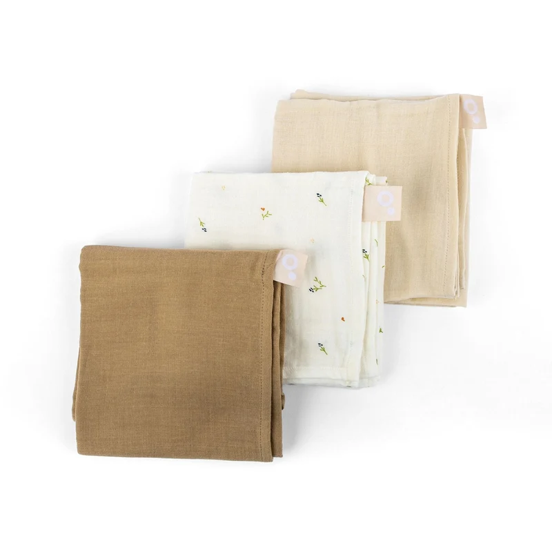 Lovely – Lot de 3 langes bébé en coton biologique
