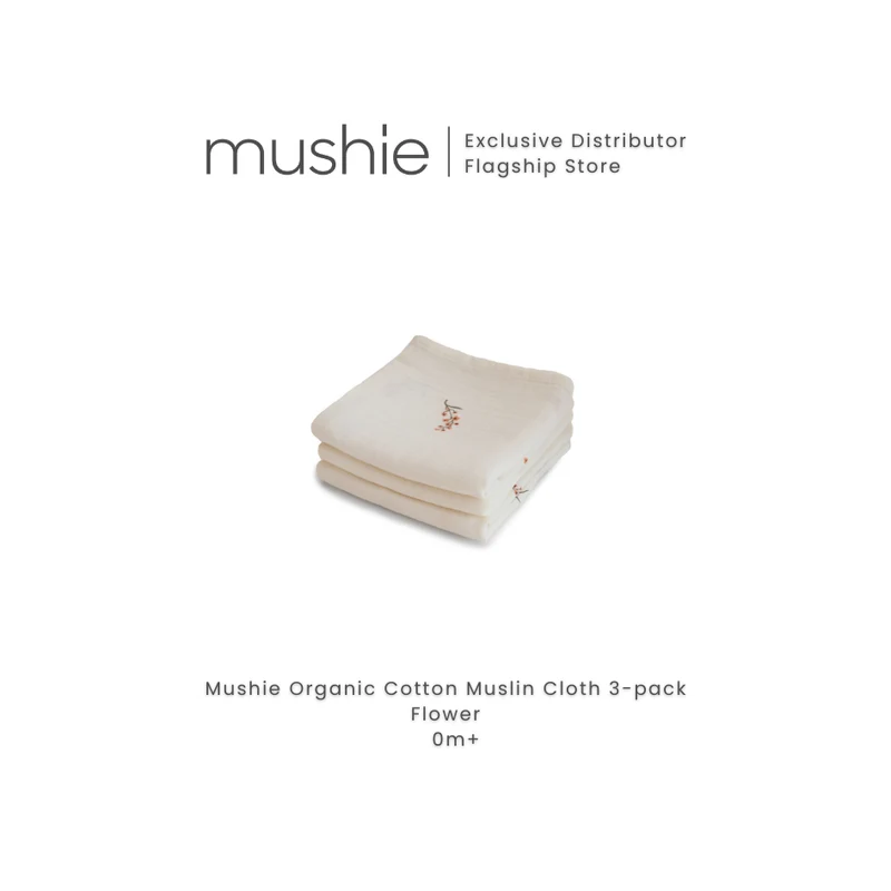 MUSHIE Organic Cotton Muslin Cloths 3-Pack