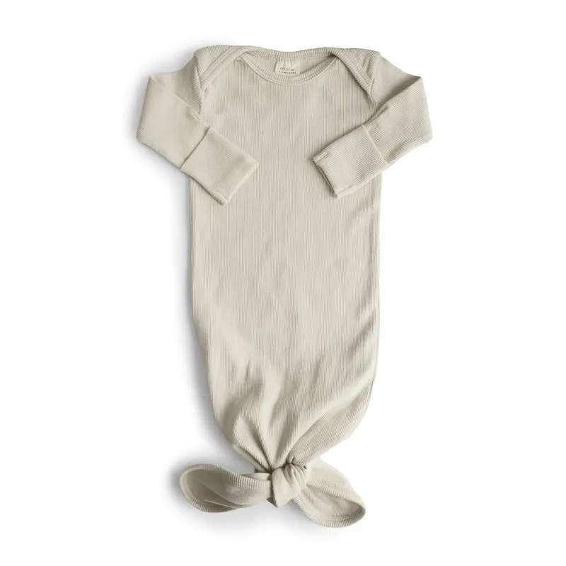 MUSHIE Clothing Ribbed Knotted Baby Gown