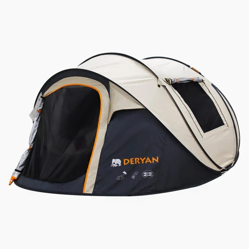 Lyxigt pop-up-tält – 8 000 mm vattenpelare – Sand – 4 personer