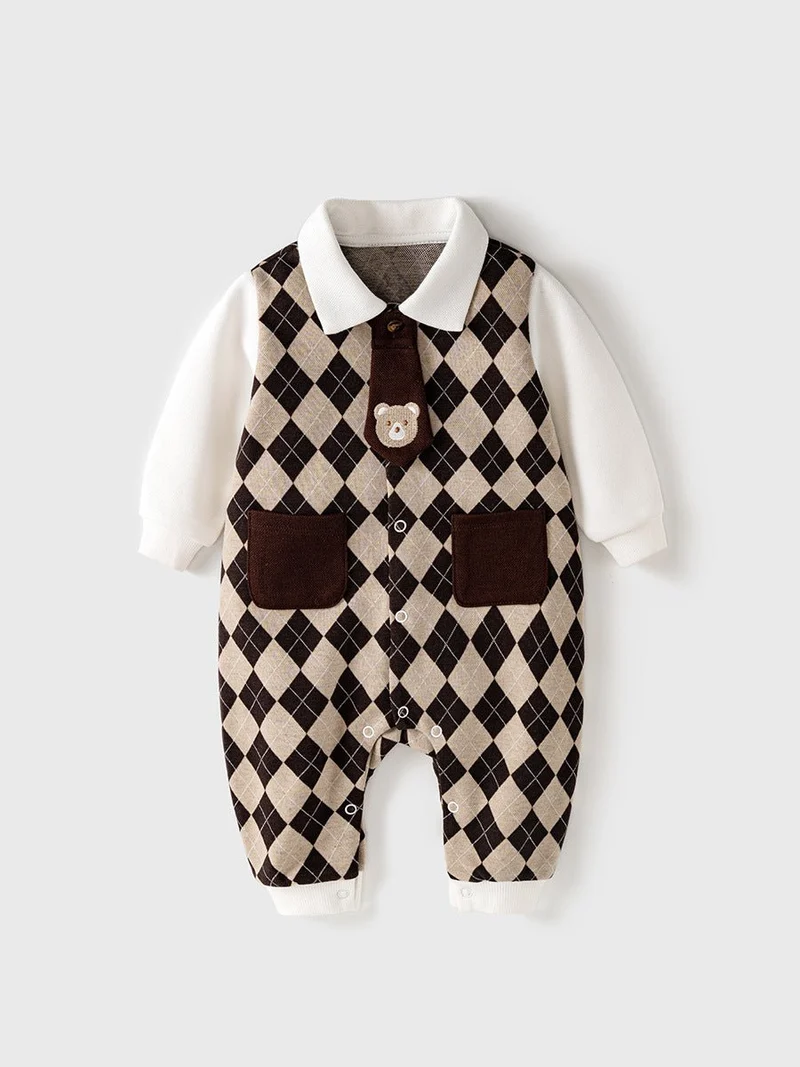 Stilfuld babyheldragt med aftagelig slips(0-18 mdr.)