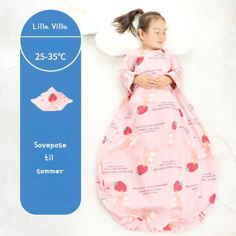 Sovepose til sommer 25-35°C til baby/børn(Str.:9mdr.-6år)-jordbær