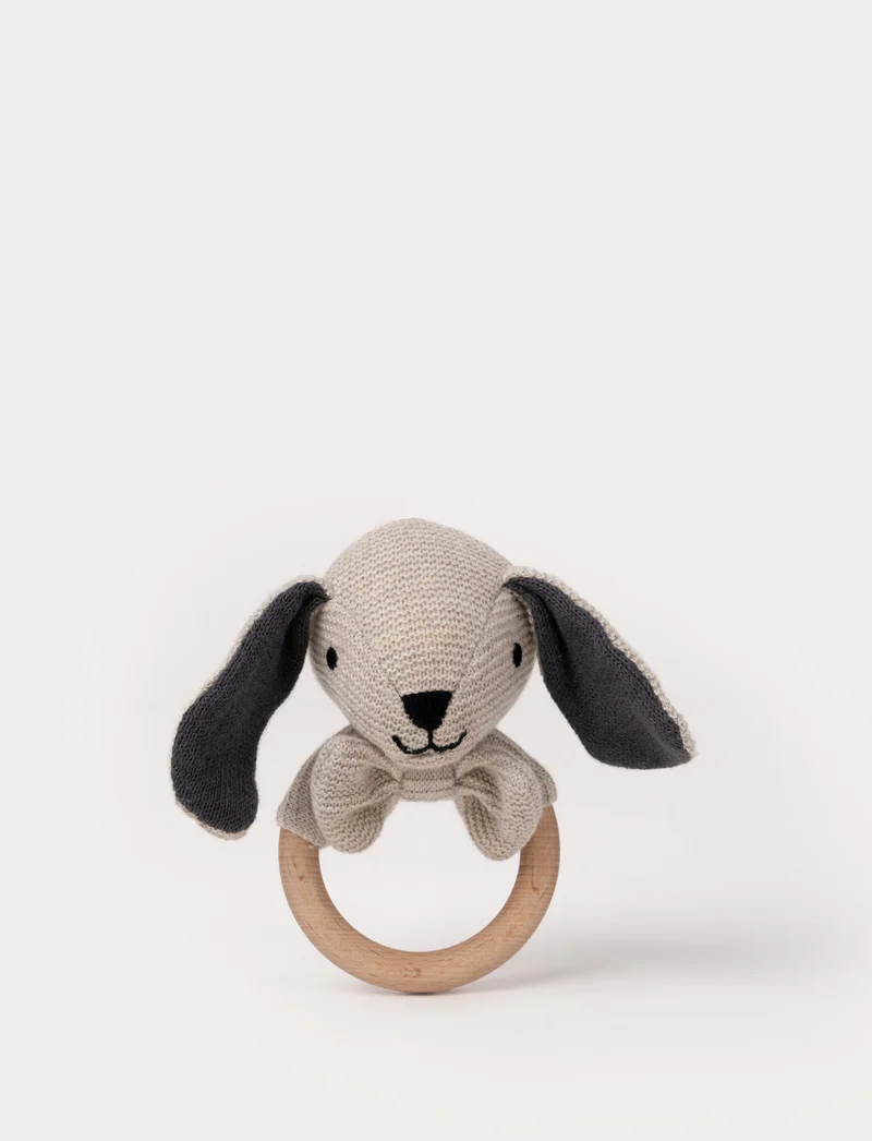 Teddy Baby, Rattle, Dog, Knitted