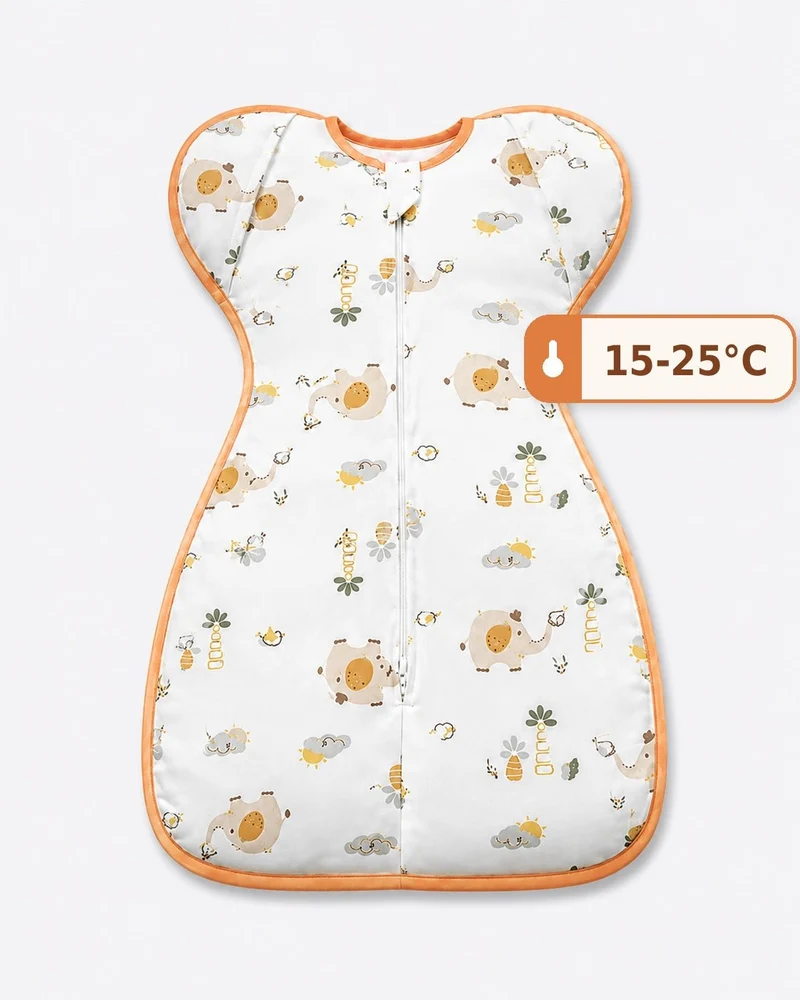 2 i 1 nyfødt babysvøb/baby sovepose str.(0-12.5kg.) til 15-25°C-elefant