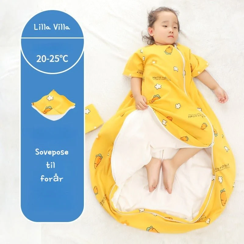 Sovepose til 20-25°C til baby/børn(Str.:9mdr.-6år) med aftagelige ærmer-gulerod