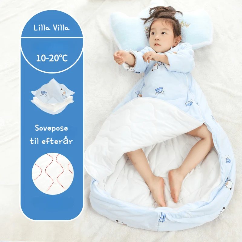 Varm sovepose til 10-20°C til baby/børn(Str.:9mdr.-6år) med aftagelige ærmer-hund