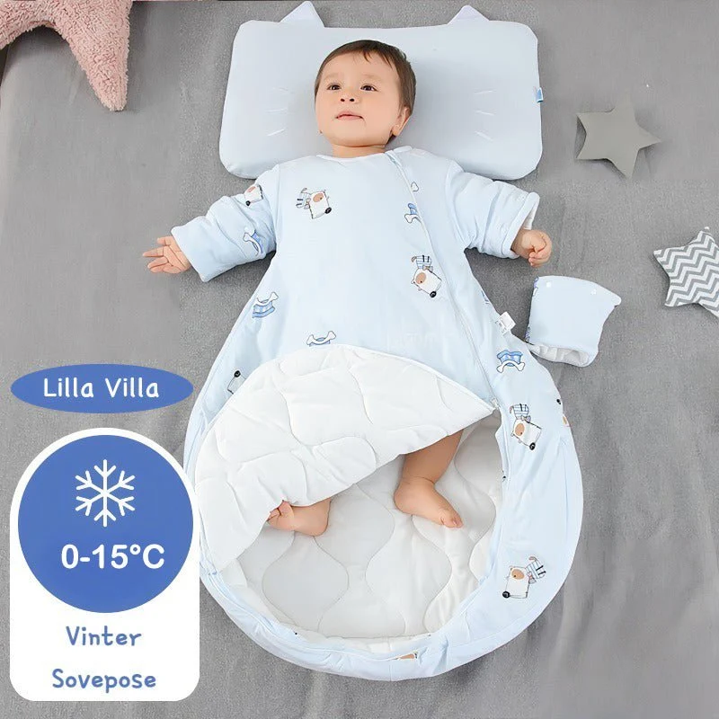 Varm vinter sovepose til 0-15°C til baby/børn(Str.:9mdr.-6år) med aftagelige ærmer-hund