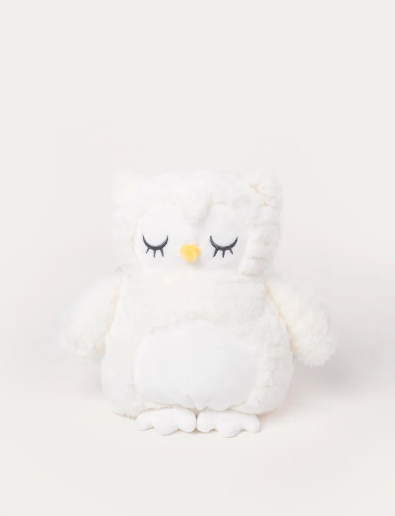 Heatable Stuffed Animal, Owl with Wavy Fur