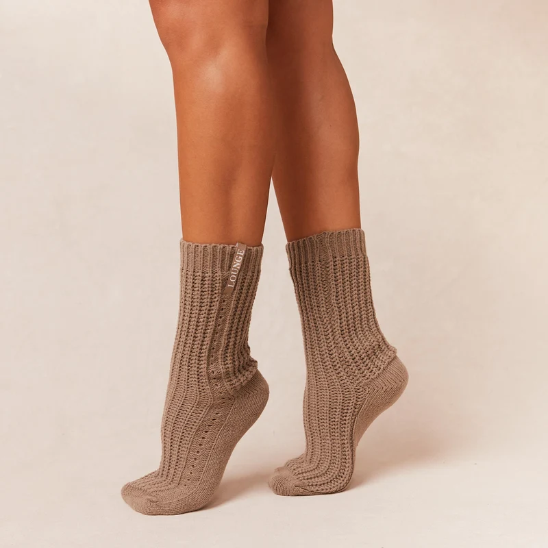 Snooze Stickade Strumpor - Fawn
