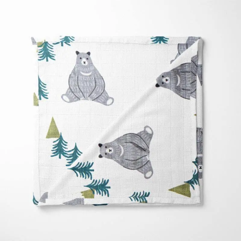 Bear in Forest Bamboo Baby Blanket | Soft Breathable Organic
