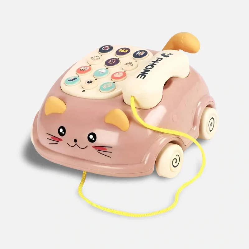 Leksakstelefon för Baby med Ljud & Ljus – Interaktiv Lektelefon (Katt)