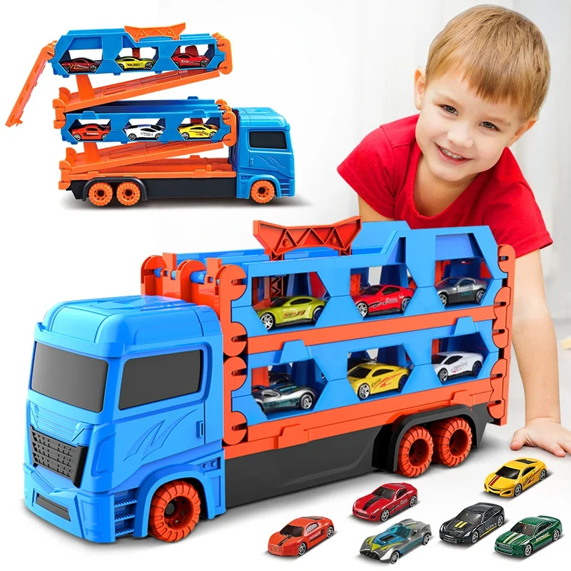 Leksaksbilar med Transportlastbil med 6 Racingbilar