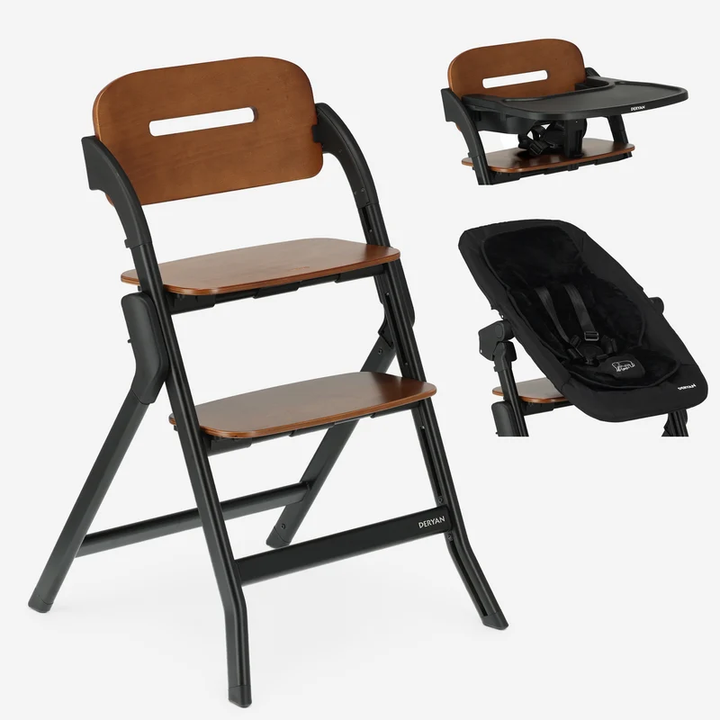 Oak Luxe barnstol med gungfunktion – svart