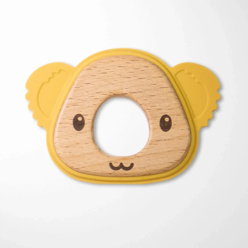 Koala Silicone & Wood Teether Soothing Teething Toy for Babies