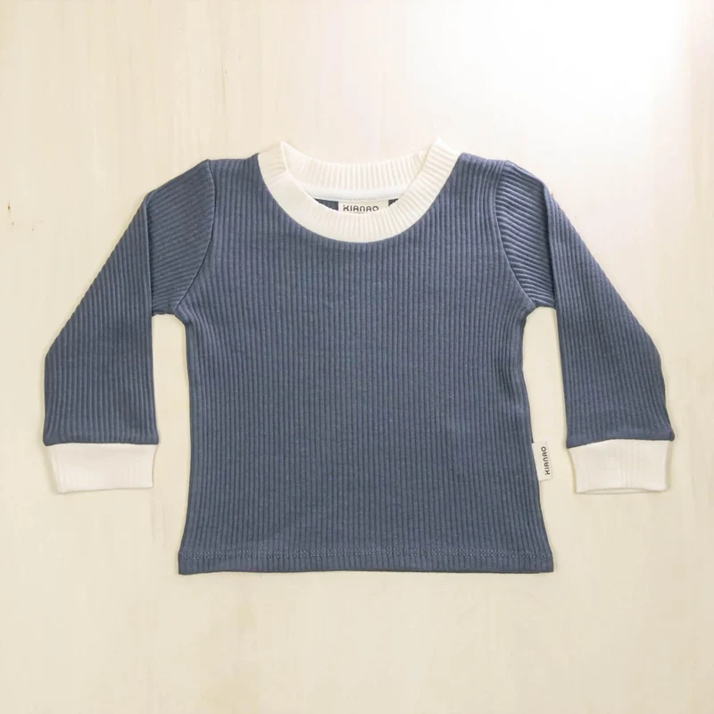 Baby Sweater Organic Cotton Long Sleeve Retro Contrast Trim