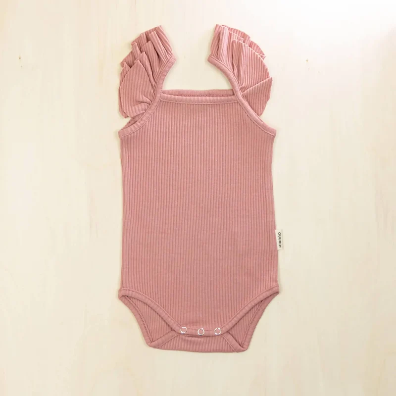 Flutter Sleeve Organic Cotton Baby Bodysuit Ruffled Infant Romper