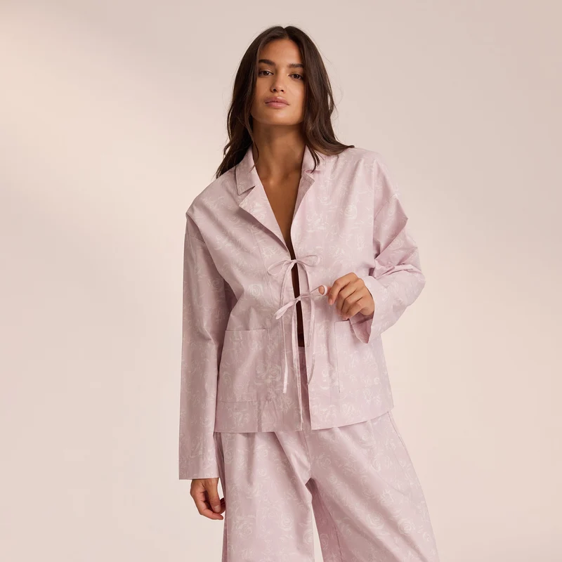 Pyjamasskjorta i Bomull - Lilac
