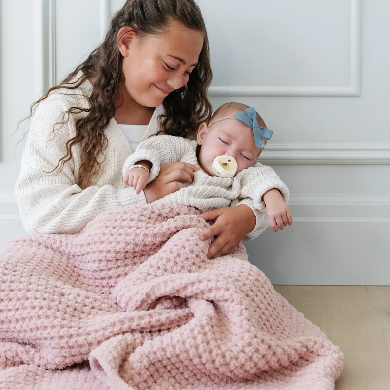 WAFFLE KNIT RECEIVING BLANKETS