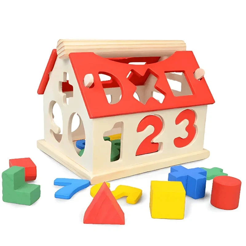 Children's Cute Wooden House Early Learning Educational Toy
