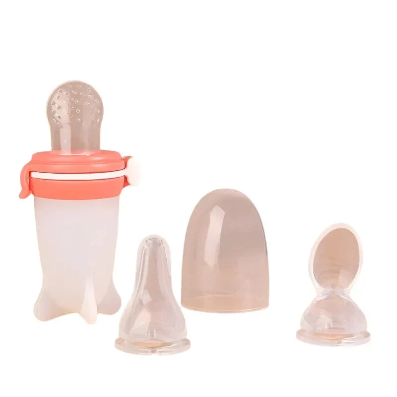 Solid Silicone Squeeze Feeding Milk Bottle