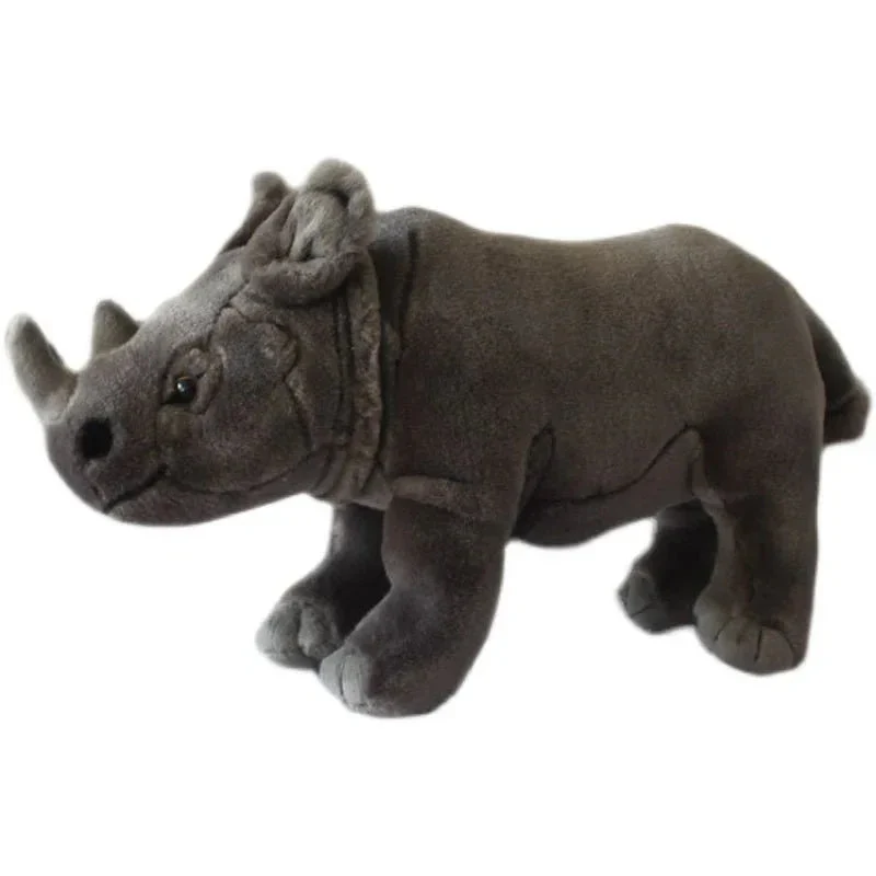 Grey Double-Horned Rhino Plush Toy