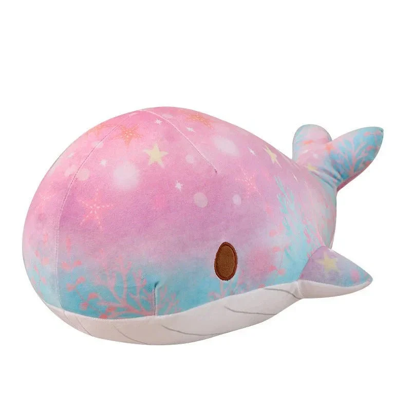 Cute Cartoon Chubby Soft And Adorable Dream Starry Sky Colorful Whale Plush Doll Pillow Stuffed Animal