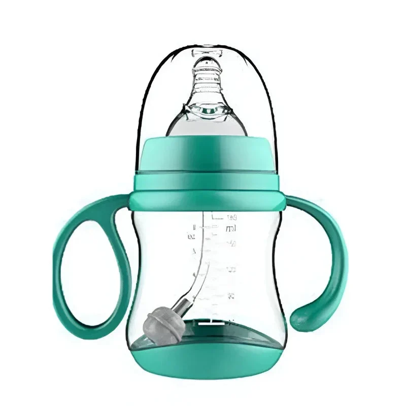 Baby Feeding Supplies Cup Silicone Feeding Bottle With Two Handles And Straw