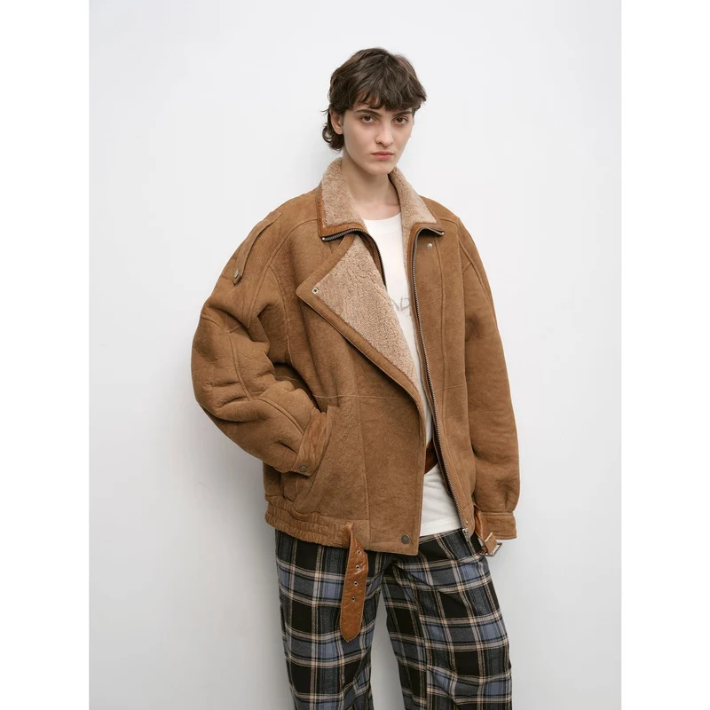 "Jazz Party" motorcycle jacket merino fur short fur coat
