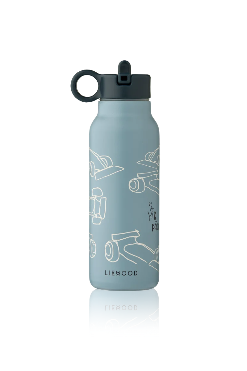 Falk Water Bottle 350 ml - Race Cars / Beach Blue