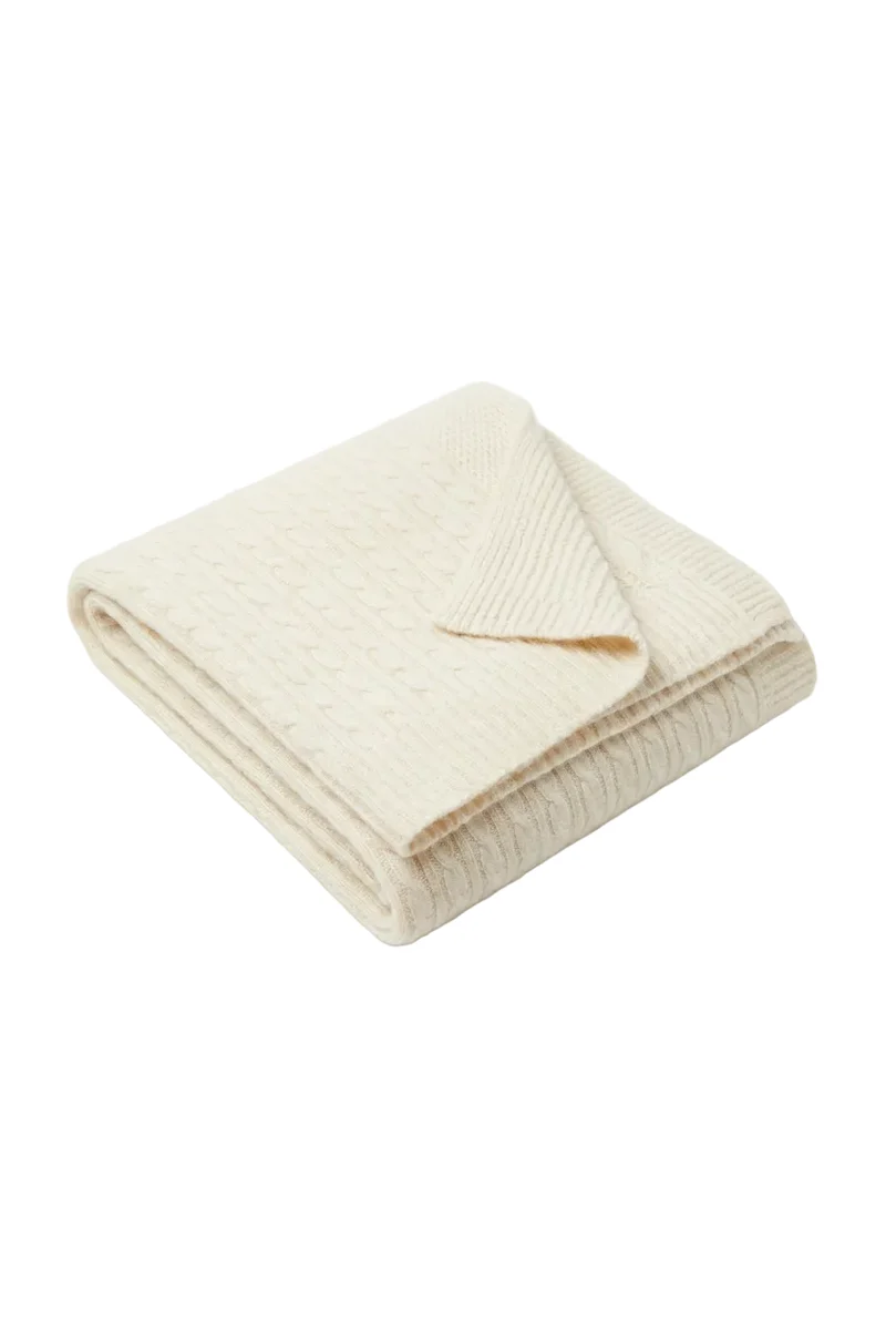 Cashmere Blanket Braided - Ivory
