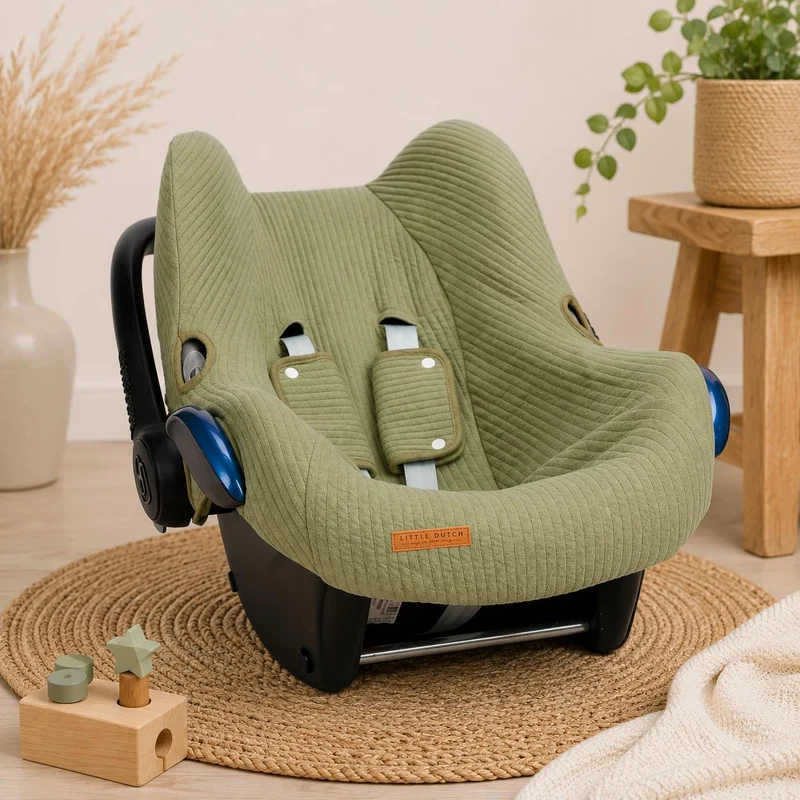 Babyschalenbezug Pure Olive aus Baumwolle | Little Dutch