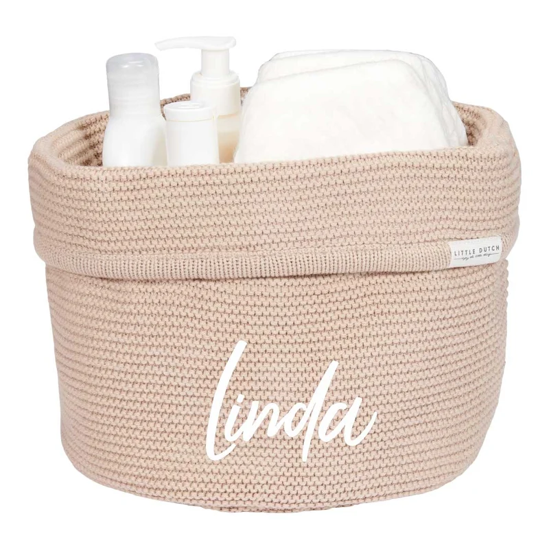 Pflegekörbchen Strick beige, rund | Little Dutch