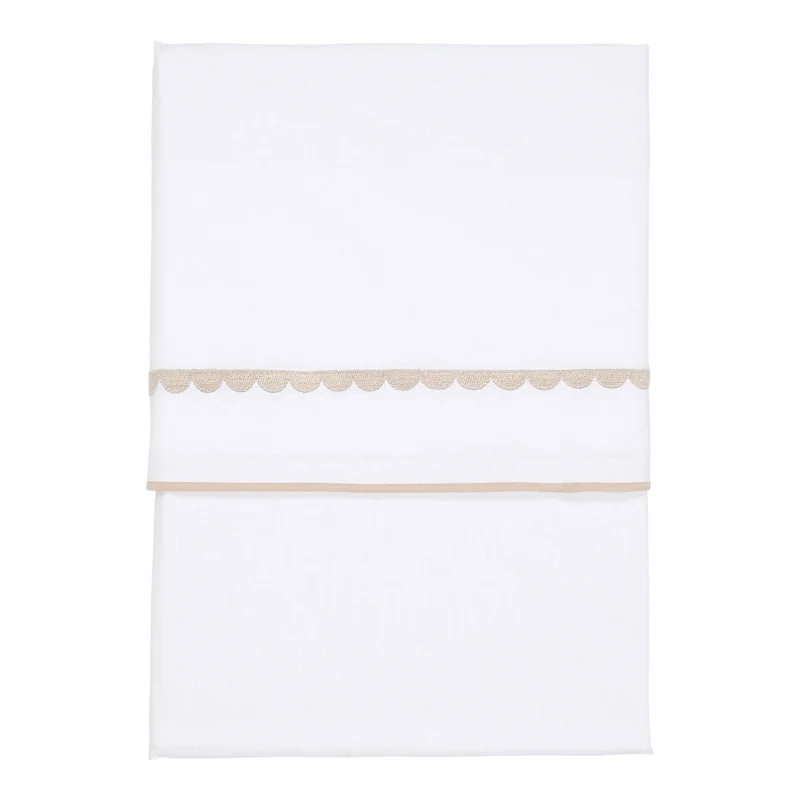 Kinderbettlaken Beige Rounded bestickt 110 x 140 cm | Little Dutch