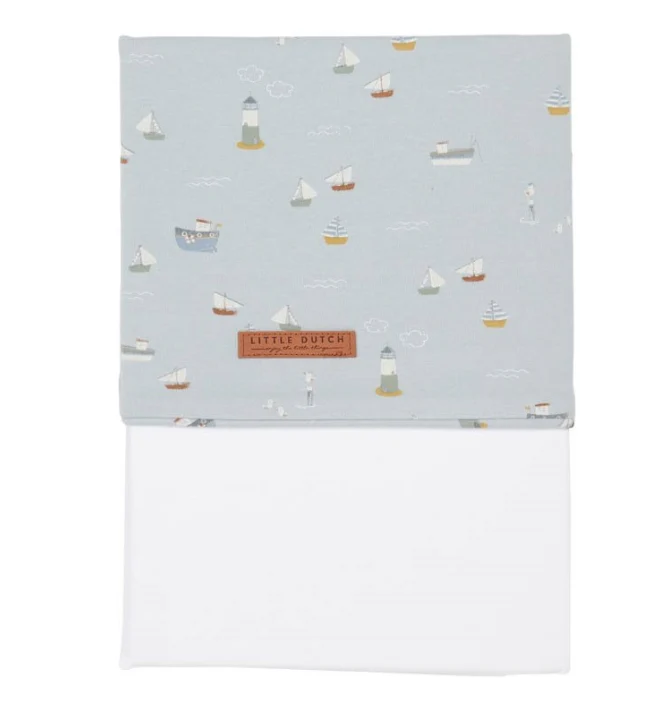 Kinderbettlaken Sailors Bay 110 x 140 cm, blau | Little Dutch
