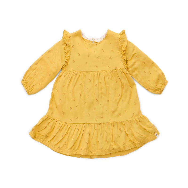 Langarm-Kleid Warm Yellow Blooming Flower Gr. 74–104 | Little Dutch