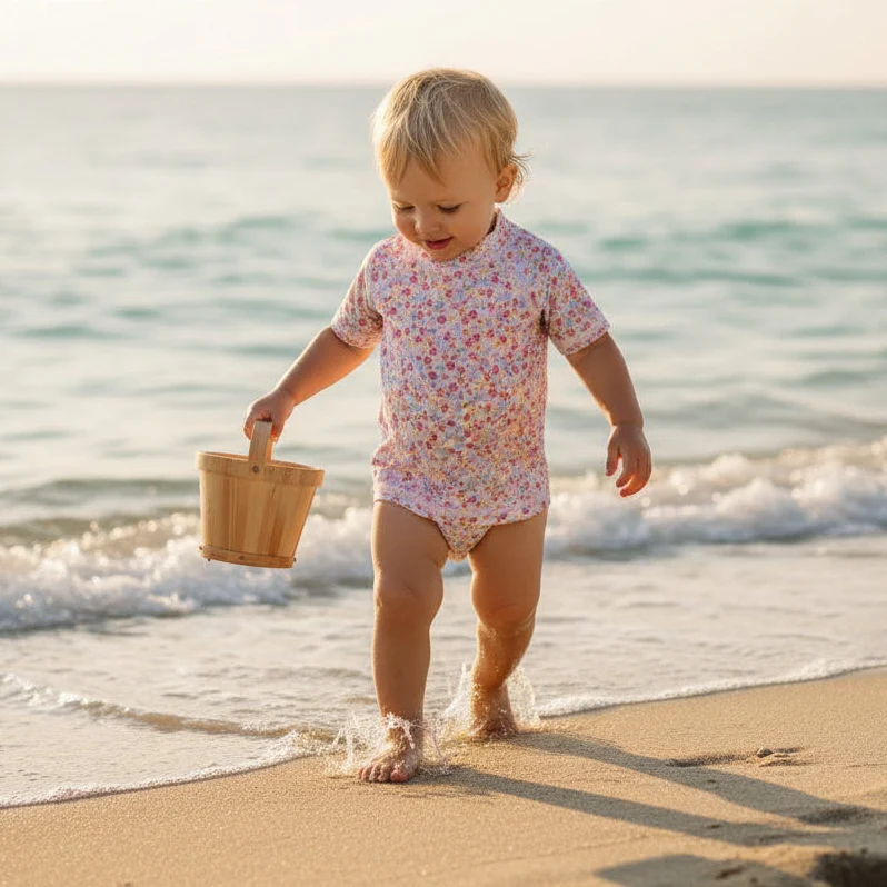 Kurzärmliges Badeshirt Summer Flowers | Little Dutch