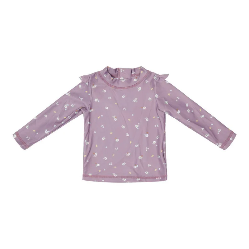 Badeshirt langarm mit Rüschen Mauve Blossum | Little Dutch