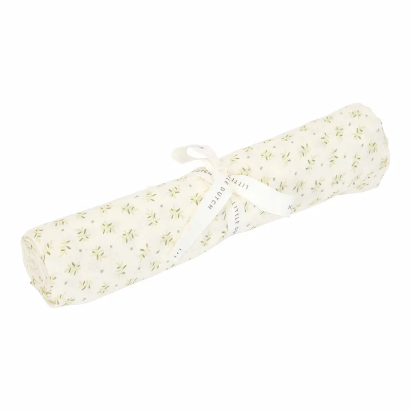 Musselintuch Swaddle 120 x 120 cm - Blueberry Leaves | Little Dutch