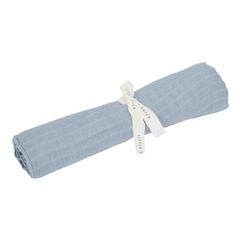 Musselintuch Pure Denim Blue 120 × 120 cm | Little Dutch
