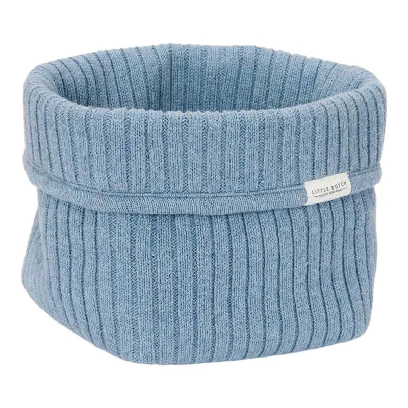 Pflegekörbchen gestickt klein - Pure Denim Blue | Little Dutch
