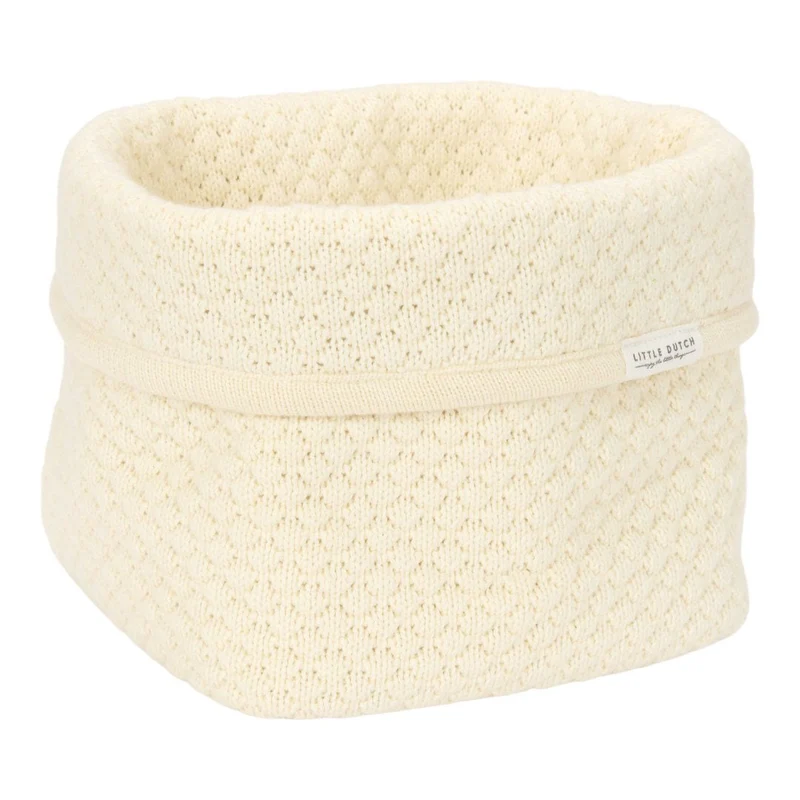 Pflegekörbchen gestickt klein - Pure Soft White | Little Dutch