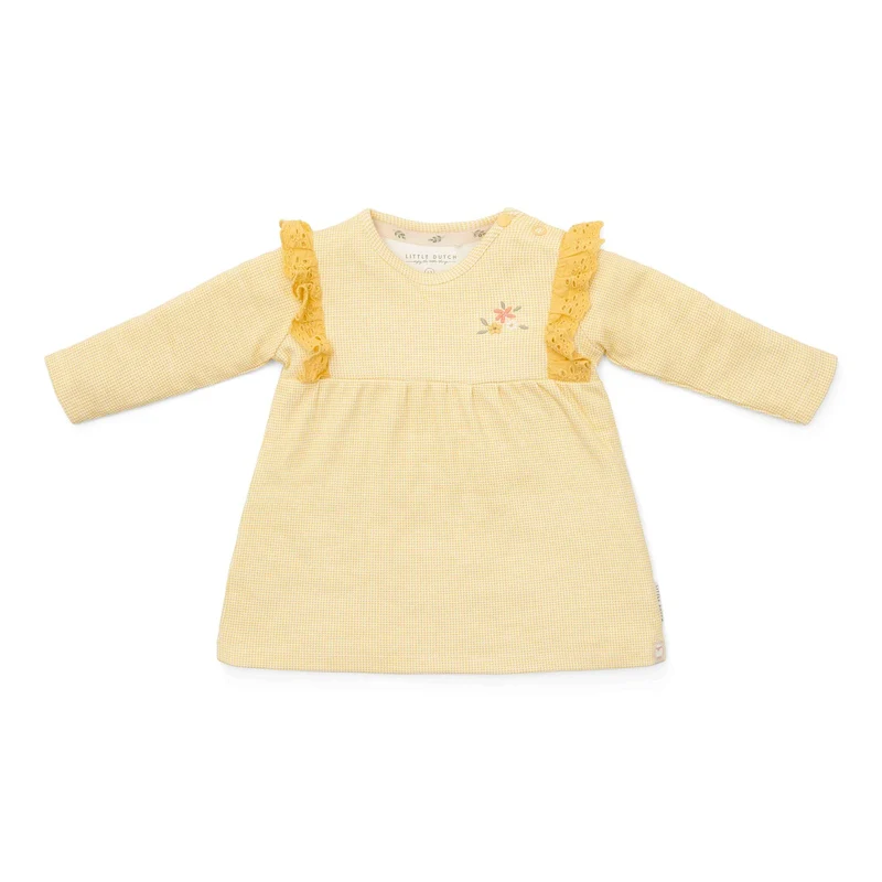 Langarm-Kleid Warm Yellow Check Gr. 44–74 | Little Dutch