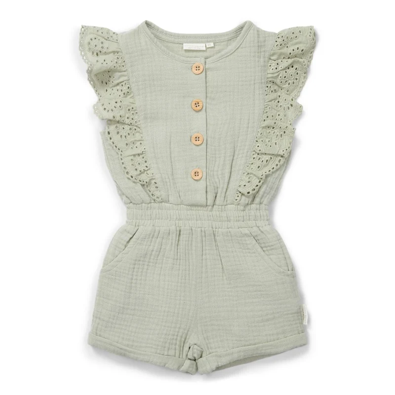 Ärmelloser Baby-Jumpsuit Grass Green aus Bio-Baumwolle