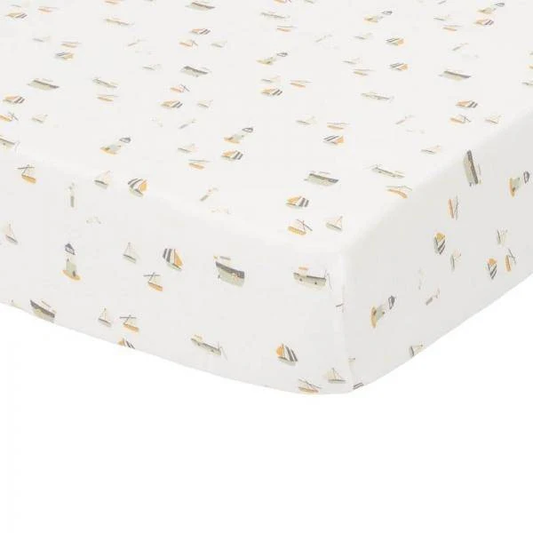 Spannbettlaken Wiege Sailors Bay Weiß 40 × 80 cm | Little Dutch