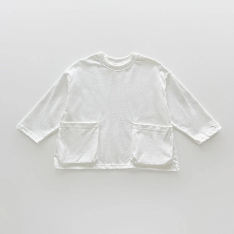 Autumn Arrival Baby Kids Unisex Comfortable Solid Color Pocketed Long Sleeves Top