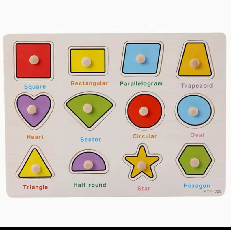 Wooden Shapes Puzzle & Match the Shapes 2 in 1 Board, with Erasable Pen