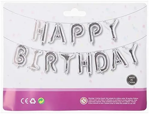 Happy Birthday Decor Set -Silver White
