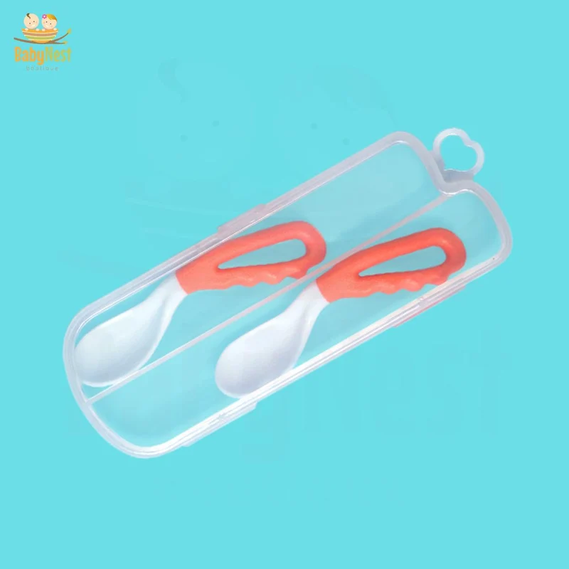 Baby Kid Crooked Bending Spoon Orange (Pack Of Two)