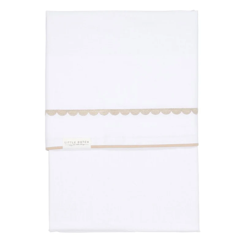 Little Dutch Wiegenlaken Rounded Beige bestickt